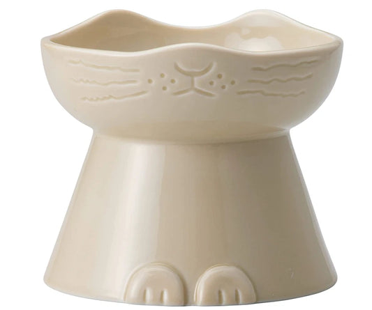 Japanese Mino Ware Cat Pet Bowl (Three Colors)